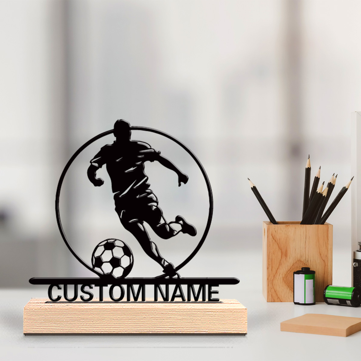 Office Furniture Table - Statue en métal personnalisée de joueur