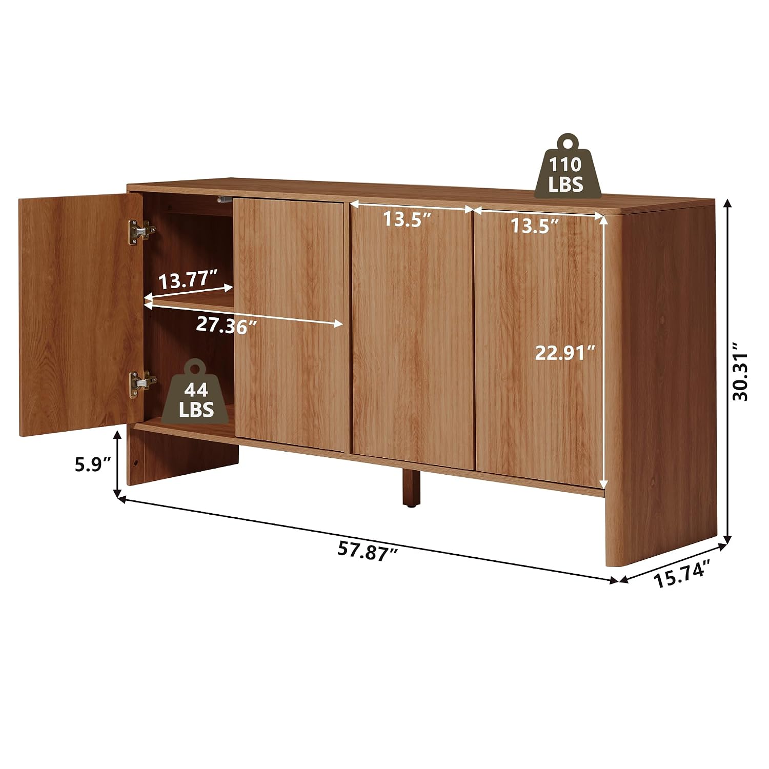 Buffet en noyer, meuble de ran - Credenza Office Storage avis et prix